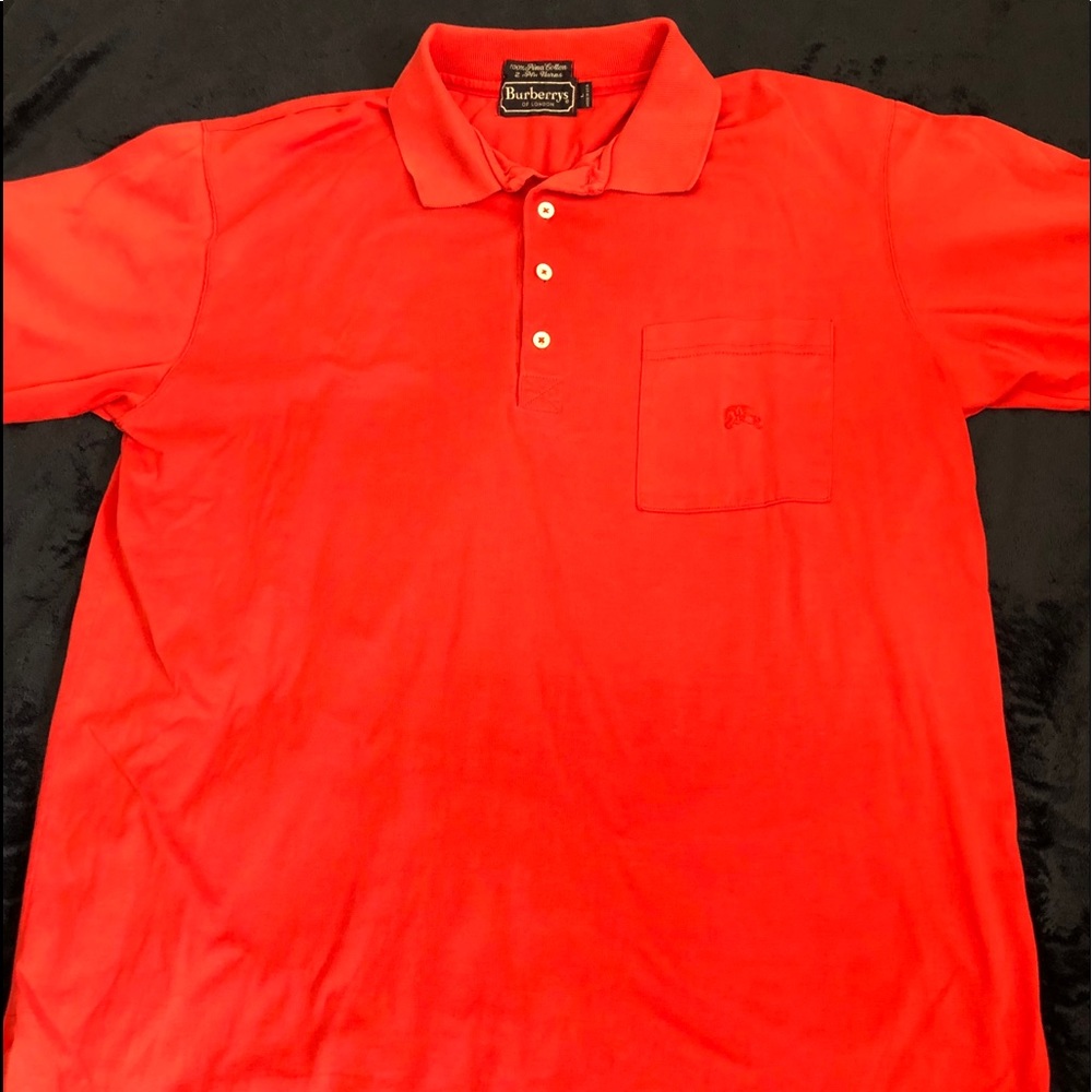 Red Burberry Logo Polo